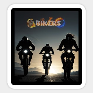 Bikers at sunset Sticker